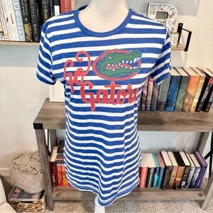 Florida Gators NCAA Pressbox Ladies White Blue V-Neck Shirt